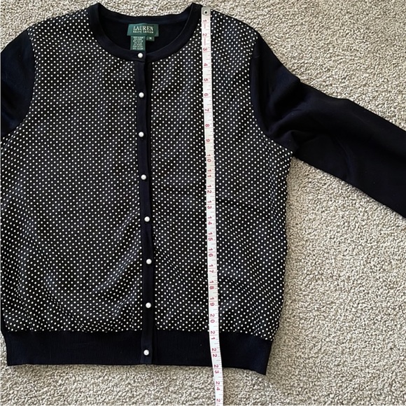 Lauren by Ralph Lauren Micro Polka Dot Cardigan Medium - Picture 10 of 10